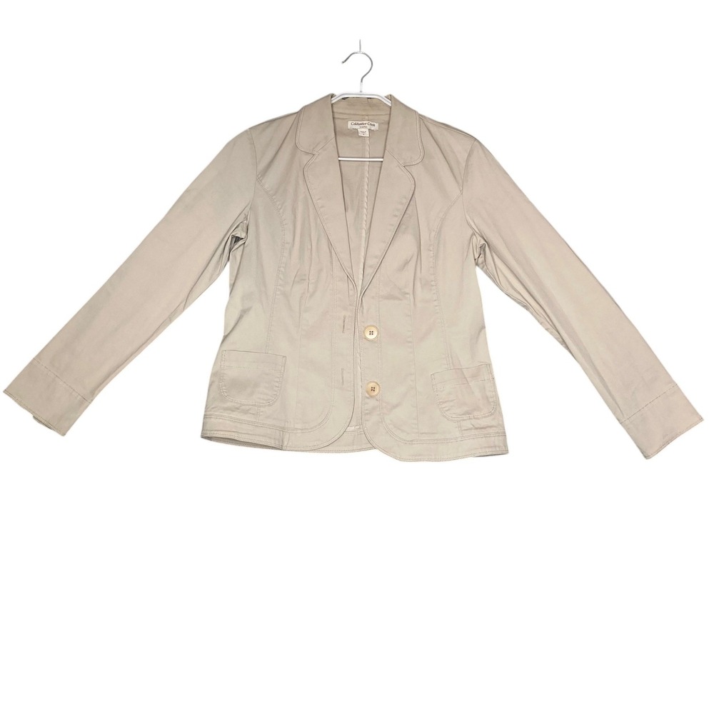 Coldwater Creek Blazer Women 8 Beige Cotton Stretch Workwear Professional Preppy